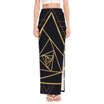 Rose Pyramid Print High Slit Maxi Skirt