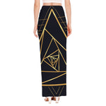 Rose Pyramid Print High Slit Maxi Skirt