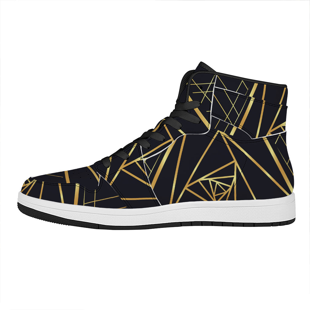 Rose Pyramid Print High Top Leather Sneakers