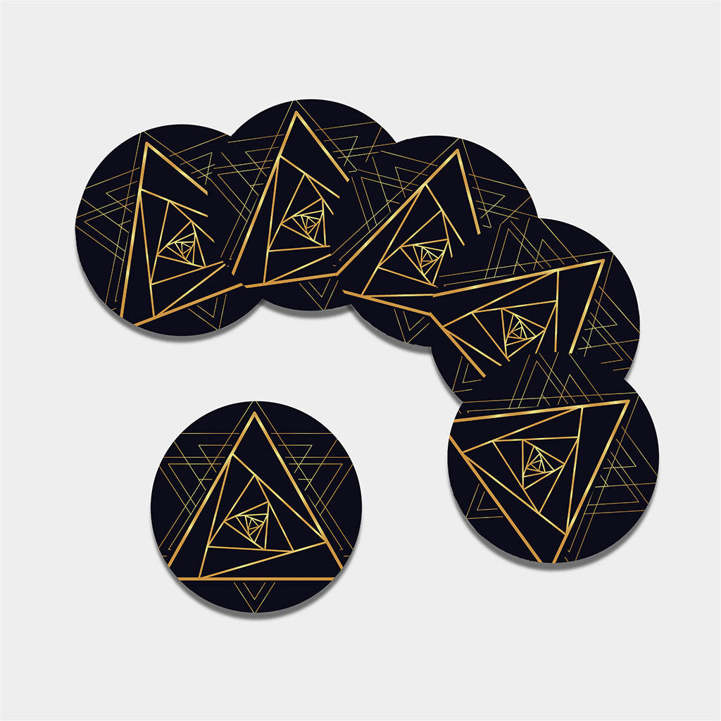 Rose Pyramid Print Leather Coaster Set