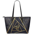 Rose Pyramid Print Leather Tote Bag With Zipper