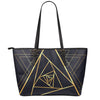 Rose Pyramid Print Leather Tote Bag