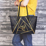 Rose Pyramid Print Leather Tote Bag