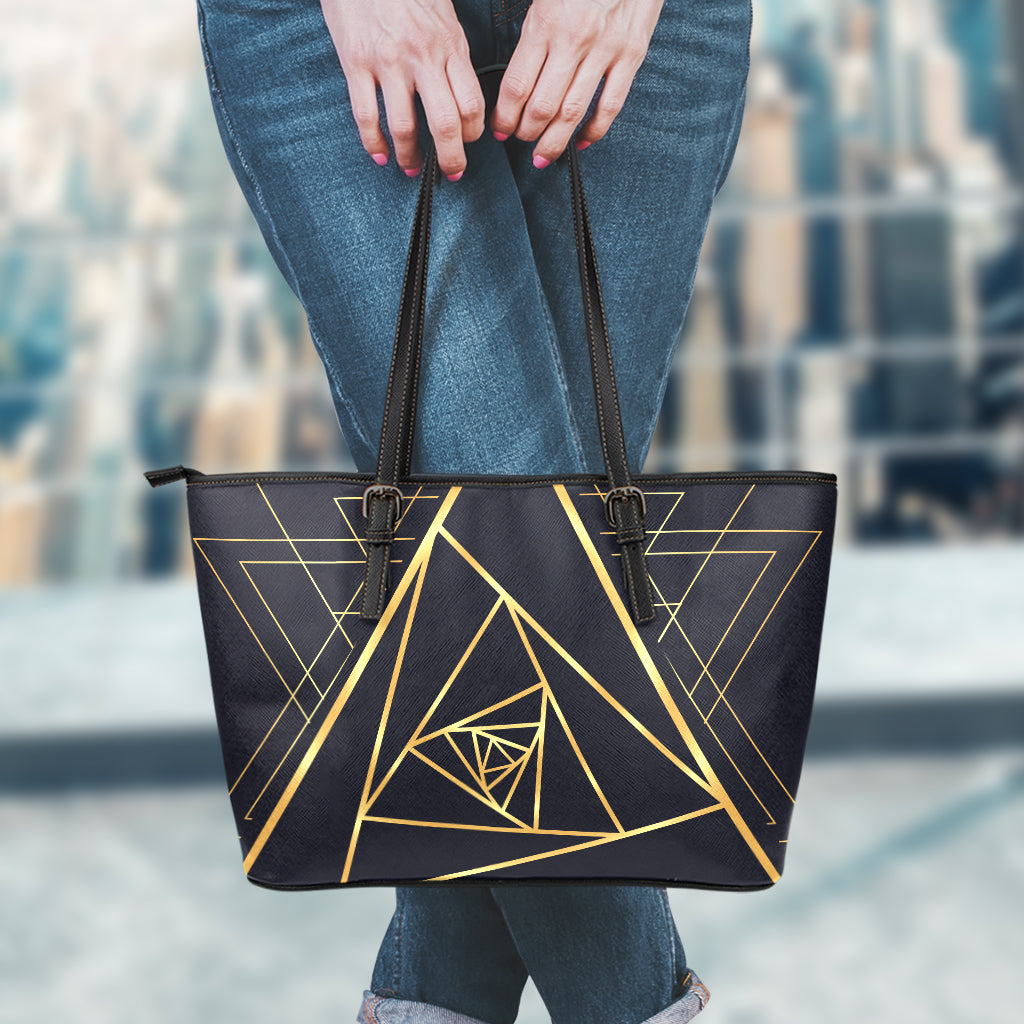 Rose Pyramid Print Leather Tote Bag