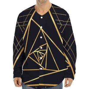 Rose Pyramid Print Long Sleeve Baseball Jersey