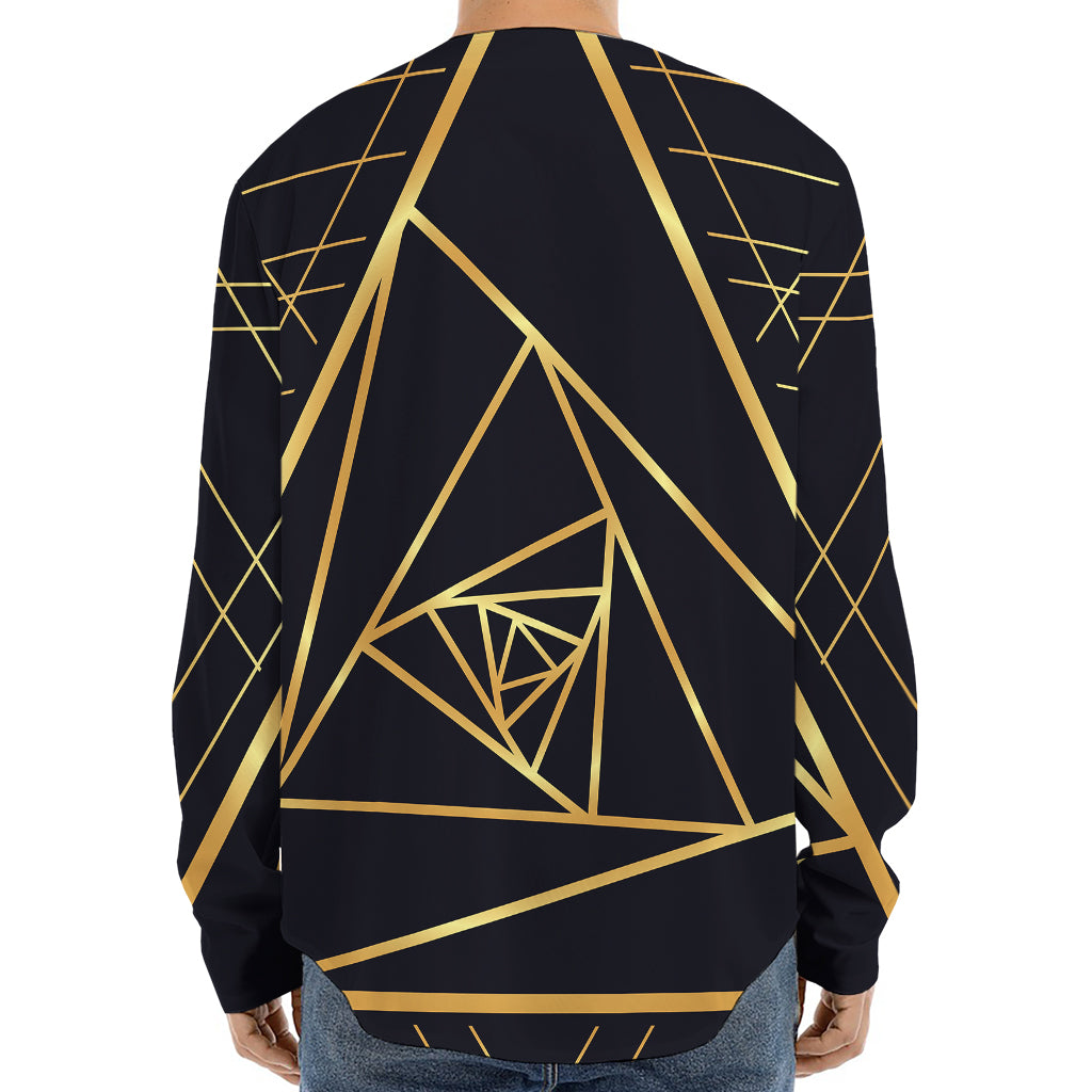 Rose Pyramid Print Long Sleeve Baseball Jersey