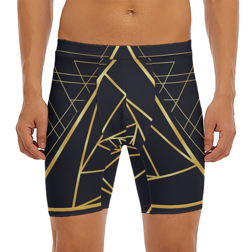 Rose Pyramid Print Men's Long Boxer Briefs