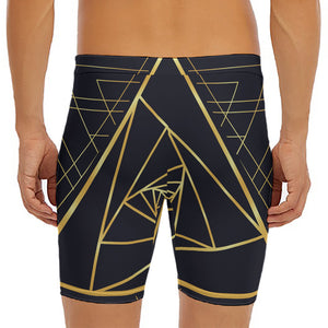 Rose Pyramid Print Men's Long Boxer Briefs