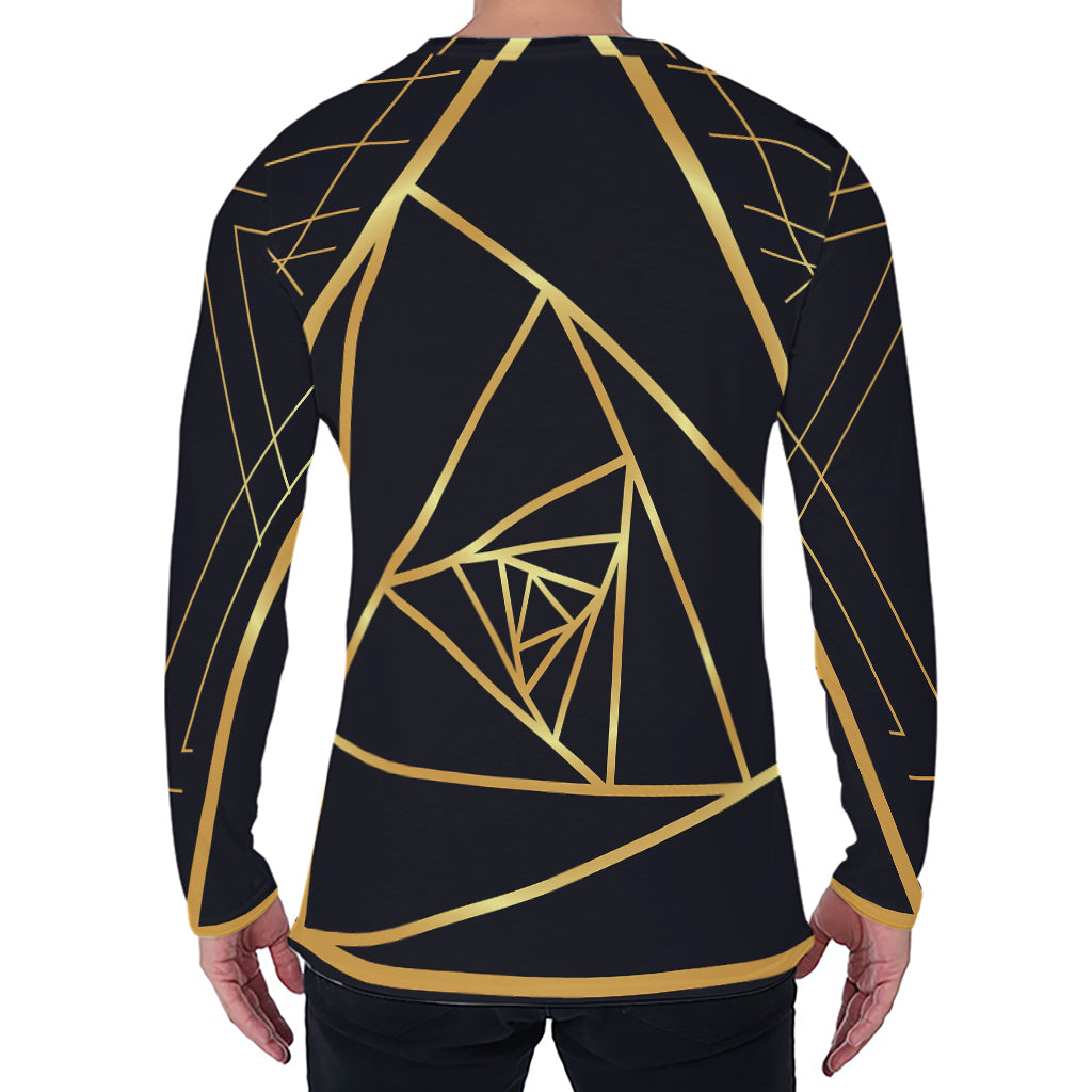 Rose Pyramid Print Men's Long Sleeve T-Shirt