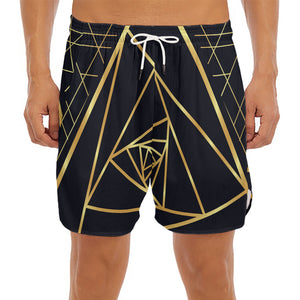 Rose Pyramid Print Men's Split Running Shorts