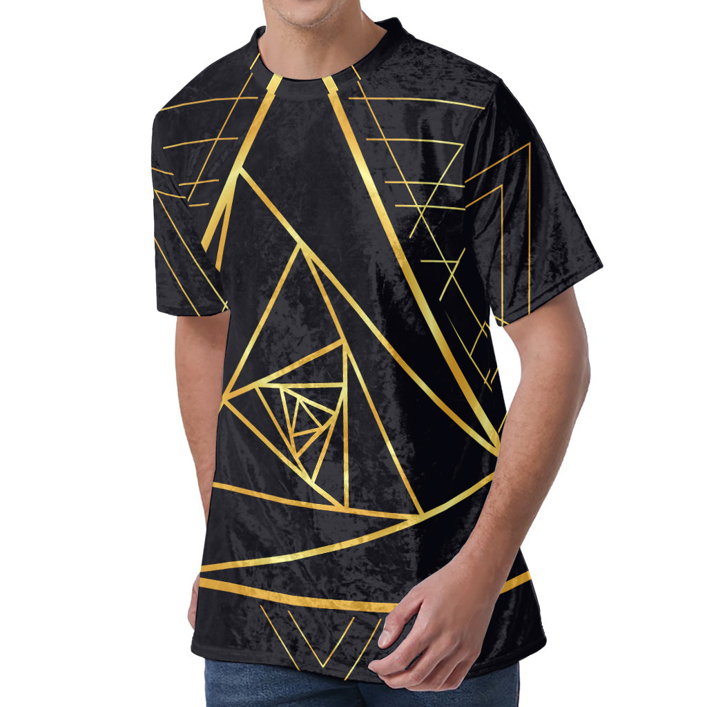 Rose Pyramid Print Men's Velvet T-Shirt
