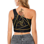 Rose Pyramid Print One Shoulder Crop Top