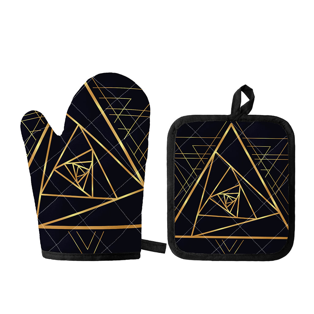 Rose Pyramid Print Oven Mitt And Pot Holder Set