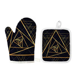Rose Pyramid Print Oven Mitt And Pot Holder Set