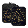 Rose Pyramid Print Pot Holders With Pocket