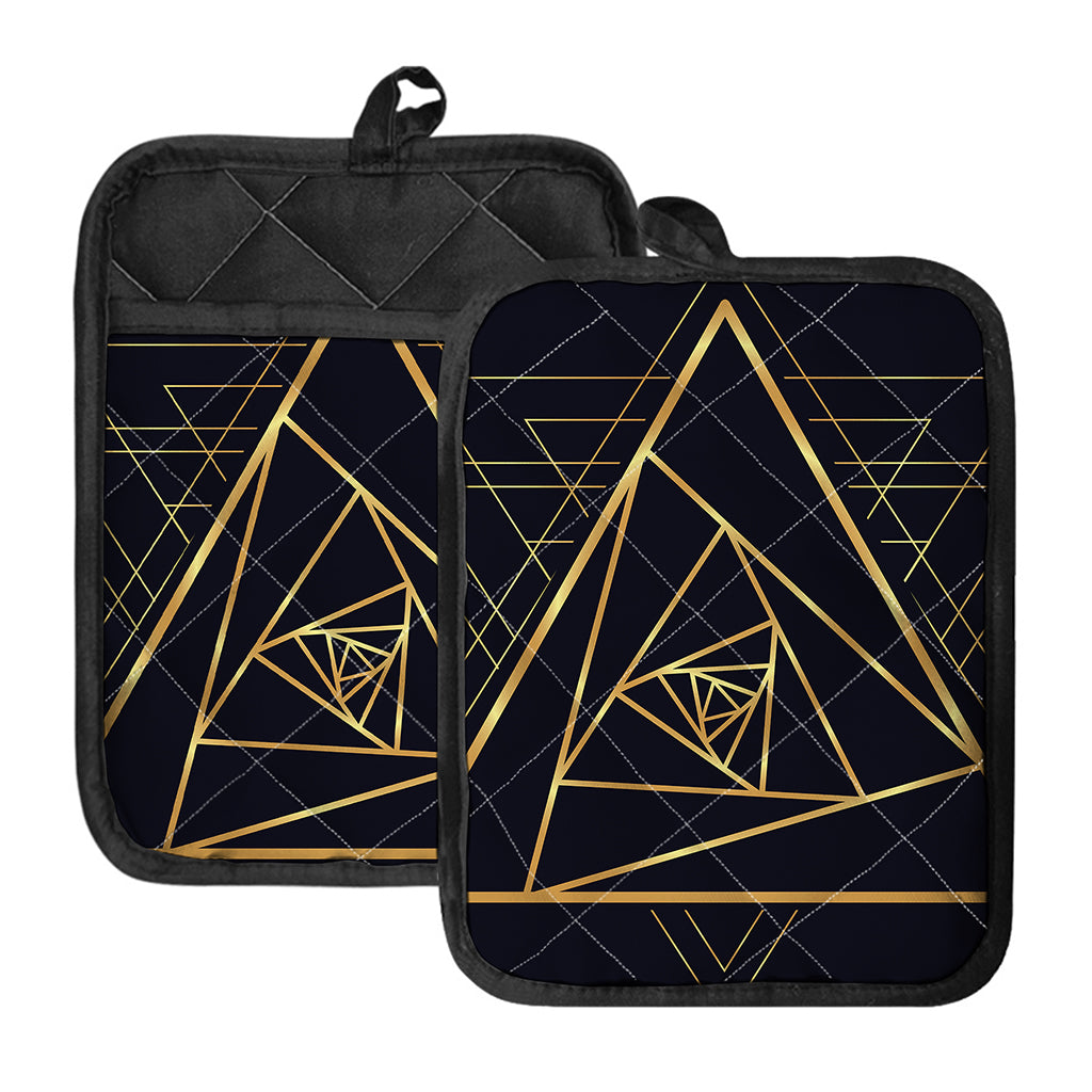 Rose Pyramid Print Pot Holders With Pocket