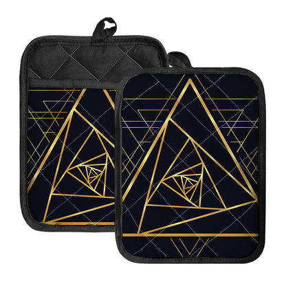 Rose Pyramid Print Pot Holders With Pocket