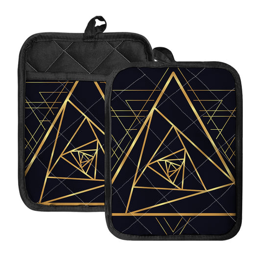 Rose Pyramid Print Pot Holders With Pocket
