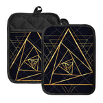 Rose Pyramid Print Pot Holders With Pocket