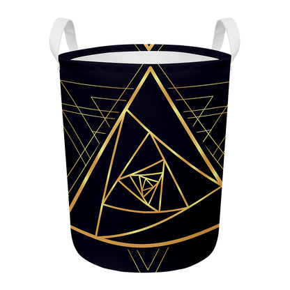Rose Pyramid Print Round Laundry Basket