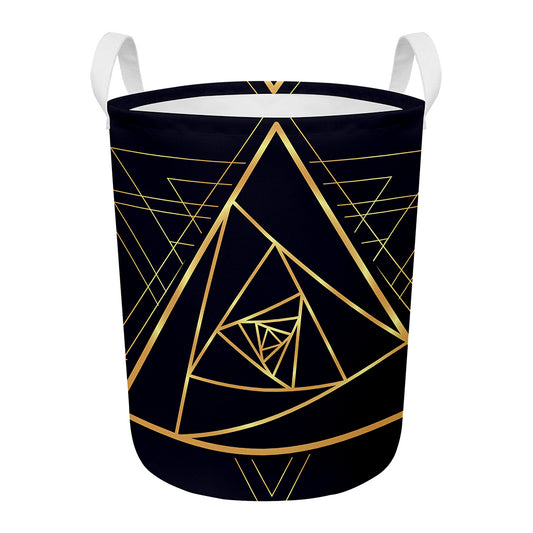 Rose Pyramid Print Round Laundry Basket