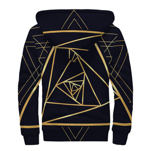 Rose Pyramid Print Sherpa Lined Zip Up Hoodie