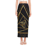 Rose Pyramid Print Side Slit Maxi Skirt