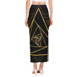 Rose Pyramid Print Side Slit Maxi Skirt