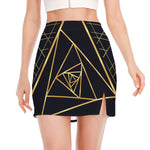 Rose Pyramid Print Side Slit Mini Skirt