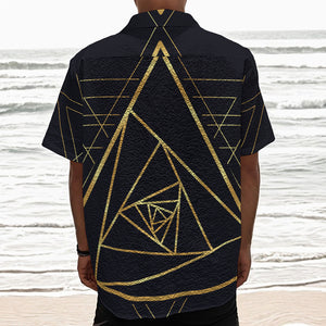 Rose Pyramid Print Textured Short Sleeve Shirt