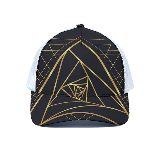 Rose Pyramid Print White Mesh Trucker Cap