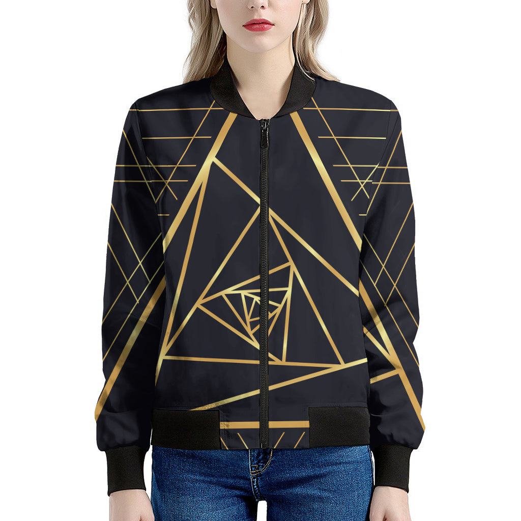 Rose Pyramid Print Women's Bomber Jacket