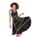Rose Pyramid Print Sleeveless Knee Length Dress