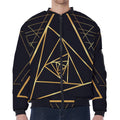 Rose Pyramid Print Zip Sleeve Bomber Jacket