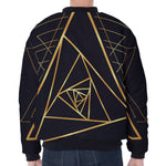 Rose Pyramid Print Zip Sleeve Bomber Jacket