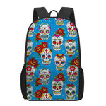 Rose Sugar Skull Pattern Print 17 Inch Backpack