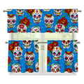 Rose Sugar Skull Pattern Print 3 Piece Kitchen Curtains