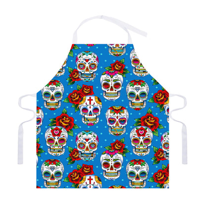 Rose Sugar Skull Pattern Print Adjustable Apron