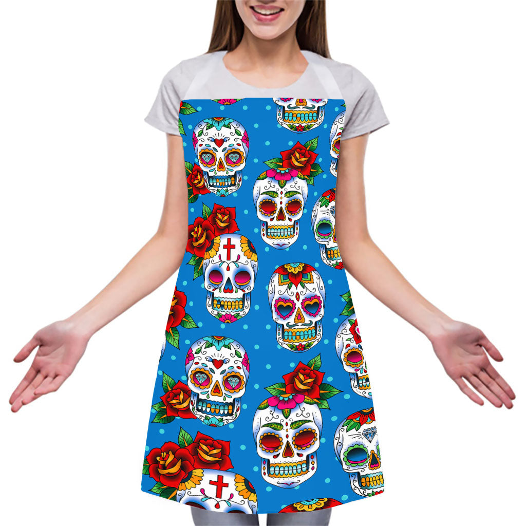 Rose Sugar Skull Pattern Print Adjustable Apron