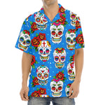 Rose Sugar Skull Pattern Print Aloha Shirt