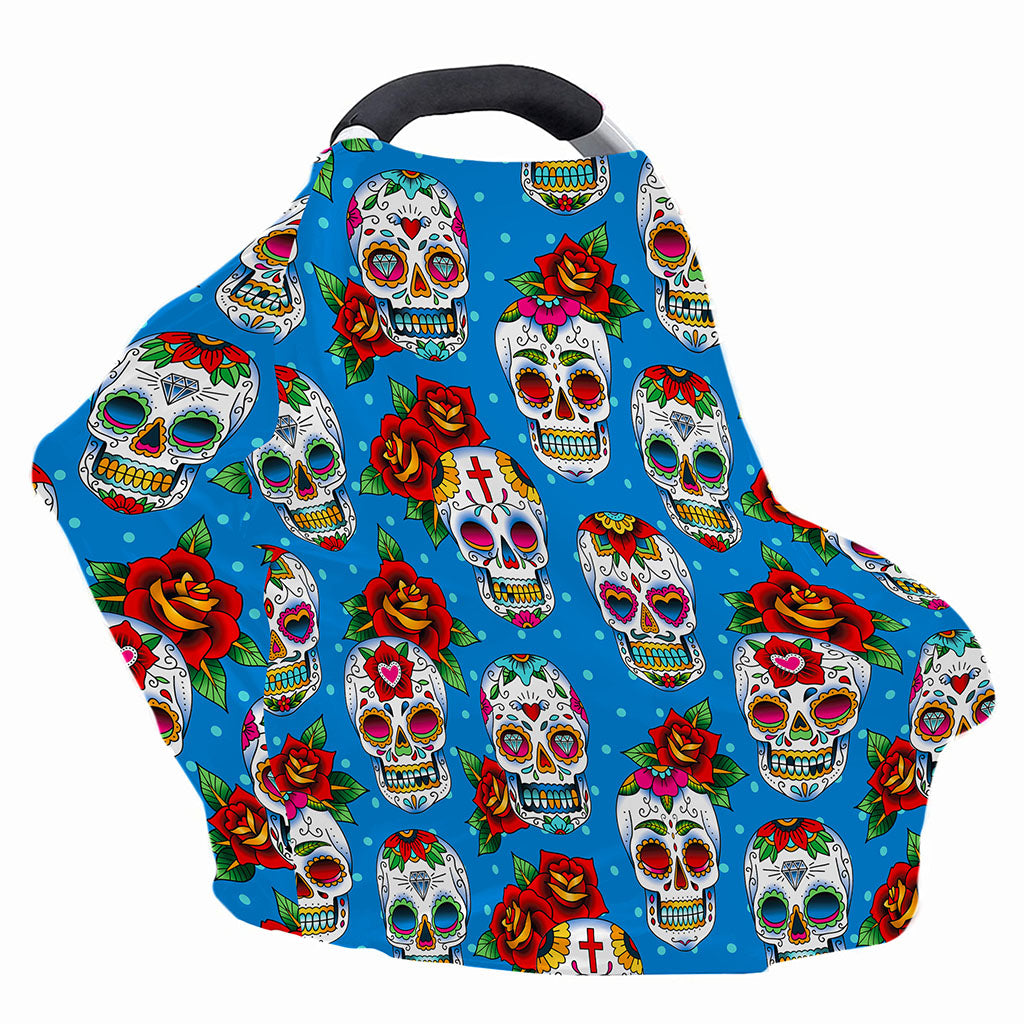 Rose Sugar Skull Pattern Print Baby Seat Cover