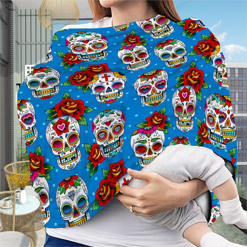 Rose Sugar Skull Pattern Print Baby Seat Cover