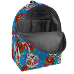 Rose Sugar Skull Pattern Print Backpack