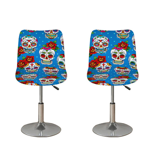 Rose Sugar Skull Pattern Print Bar Stool Covers