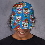 Rose Sugar Skull Pattern Print Baseball Cap