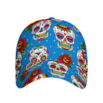 Rose Sugar Skull Pattern Print Baseball Cap