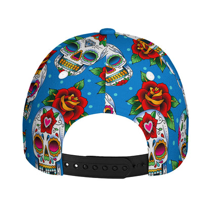 Rose Sugar Skull Pattern Print Baseball Cap