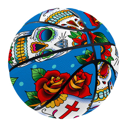Rose Sugar Skull Pattern Print Basketball