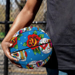 Rose Sugar Skull Pattern Print Basketball