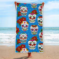 Rose Sugar Skull Pattern Print Beach Towel